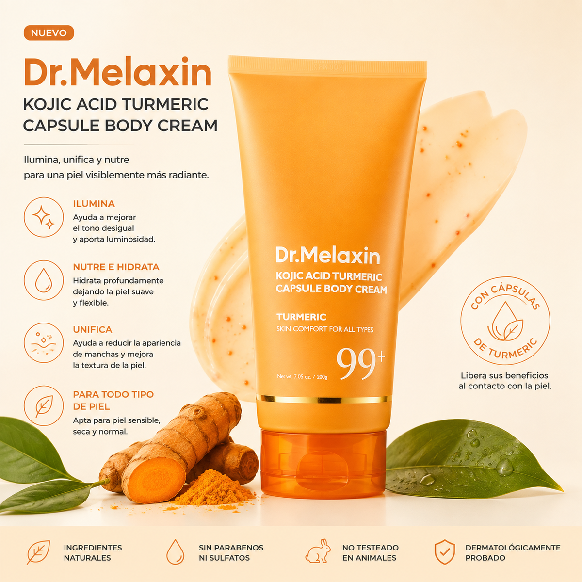 Crema Corporal de Cúrcuma + Ácido Kójico