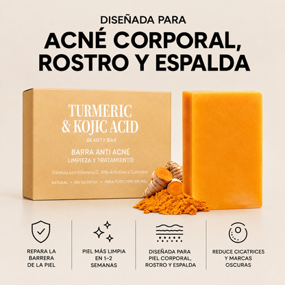 Barra Anti Acné Fórmula con Vitamina C, Alfa-Arbutina y Cúrcuma