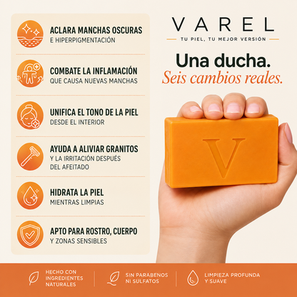 Barra Anti Acné Fórmula con Vitamina C, Alfa-Arbutina y Cúrcuma