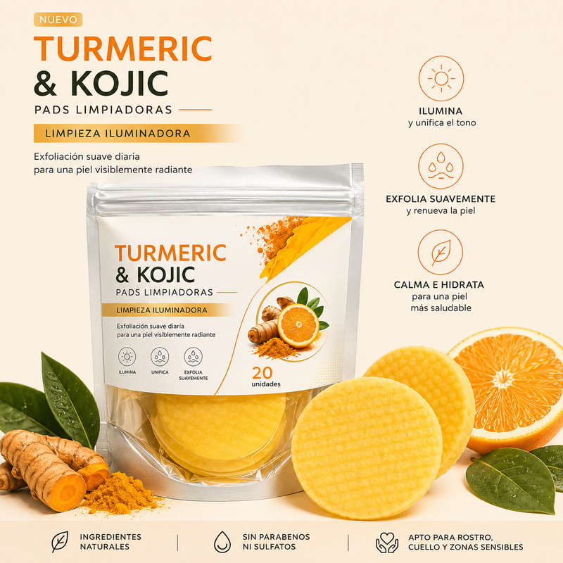 Toallitas Exfoliantes Faciales | Cúrcuma y Ácido Kójico